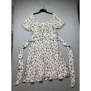 Pie In The Sky Knee Length Dress Womens Plus 3X Light Floral Milkmaid Babydoll